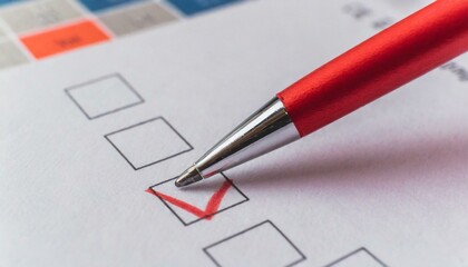 Wahlzettel zur Landtagswahl Bundestagswahl ausfüllen, Wählen, rotes Kreuz, Stift