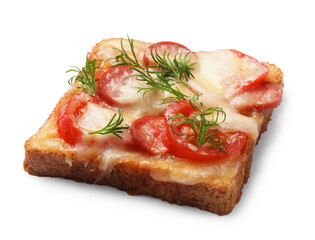 One tasty pizza toast isolated on white