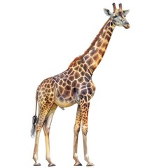 Fototapeta premium Ultra realistic watercolor style illustration of beautiful giraffe, high detailed, isolated on white