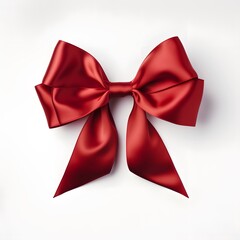 Fototapeta premium Red bow on white background. Generative AI.