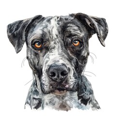 Ultra realistic watercolor style illustration of beautiful dog, high detailed, isolated on white