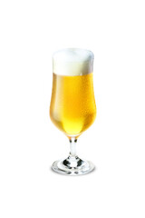 Beer glass on white background, typical commercial packsot.