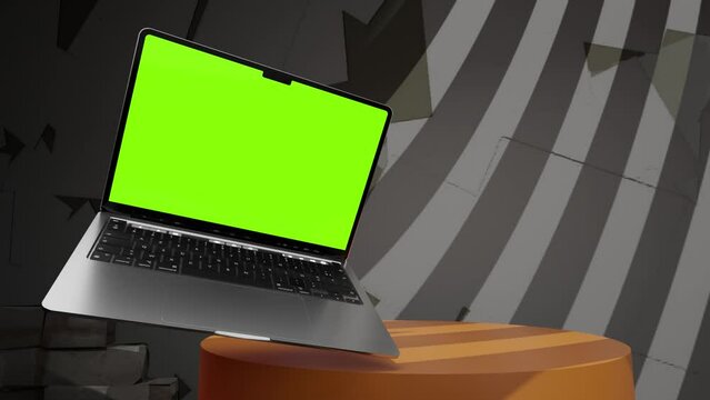 MacBook Mockup With Blank Green Screen