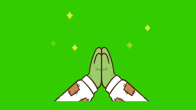  Animated Halloween Ghost Hands Praying - Green Screen
