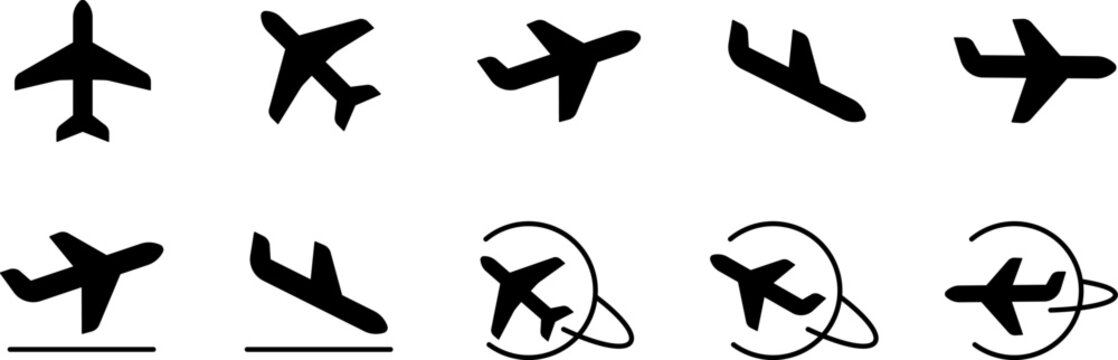 Plane icon set. Flight transport symbol. Airplane icon vector. Travel flat illustration. Travel symbol. Vector EPS 10