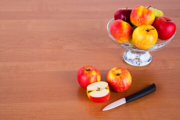 apple and knife on a table