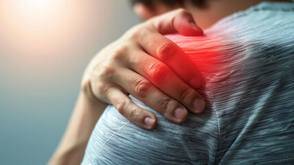 Man shoulder pain injur from sport or accident