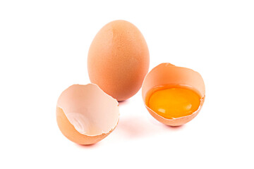egg with half on a white background