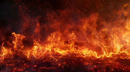 background of fire as a symbol of hell and inferno Fire flame on transparent background fire background in the night, Generative AI


