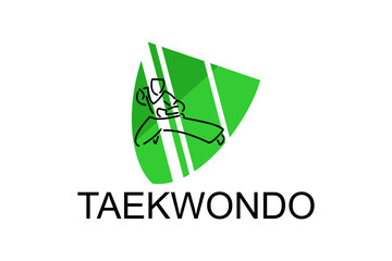 Taekwondo sport vector line icon. sportsman, fighting stance. sport pictogram illustration.