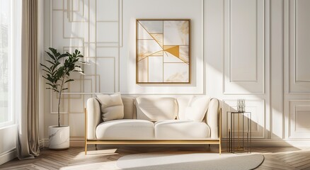 Serene White Living Room with Natural Elements and Elegant Furniture