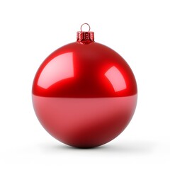 Red Christmas ball isolated on white background. Generative AI.