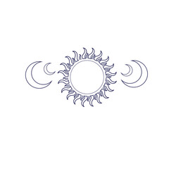 Sun and Moon vector icon logo design, symbol. Emblem