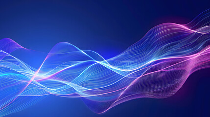 Naklejka premium Vector abstract light lines wavy flowing dynamic textured background. Generative AI.