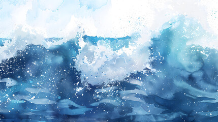 Obraz premium watercolor big wave for texture background. Generative AI.