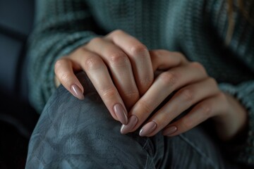 Female hands manicure close up. Gel nail polish. Manicure salon banner concept