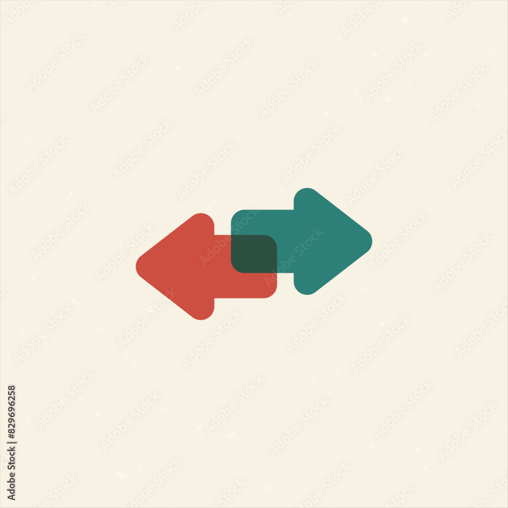 Poster transfer sync red green arrows icon for mobile concept and web design. left right arrows simple line