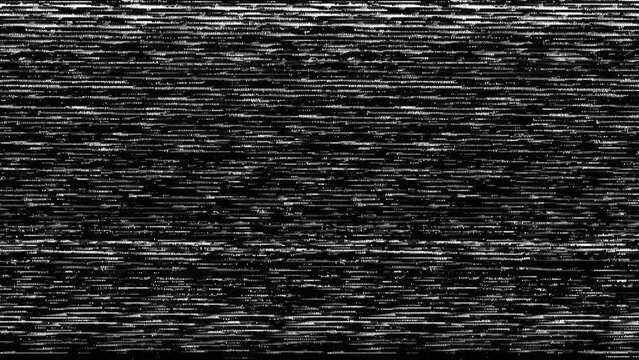 Real Analog Static Noise from fast-forward played Betacam tape. Flickering noise texture with white horizontal lines, stripes and bars offset. Artefacts, glitches and flickering.