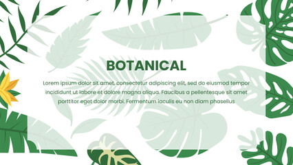 Botanical Background with Green Tropical Leaves Elements copy space area Vector Illustrator
