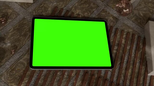 iPad Mockup With Blank Green Screen