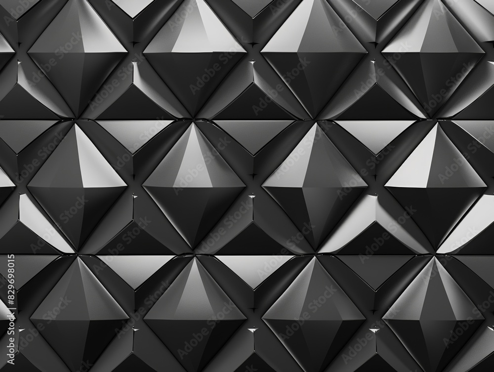 Poster abstract geometric pattern with black pyramidal shapes in grayscale. modern architectural design and