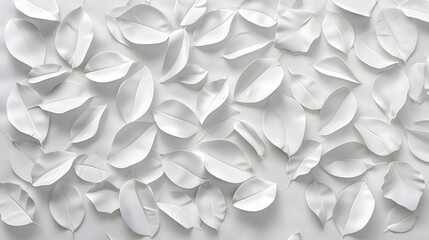 White geometric leaves 3d tiles texture Background. Generative AI.