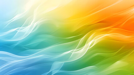 white green blue orange yellow waves gradient background. Generative AI.