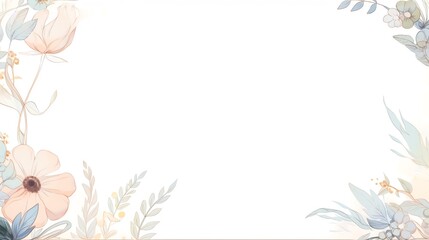 Obraz premium Elegant floral border with pastel flowers and leaves, perfect for invitations, cards, and wedding designs.
