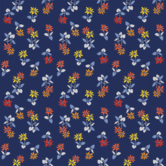 Japanese Colorful Flower Leaf Vector Seamless Pattern
