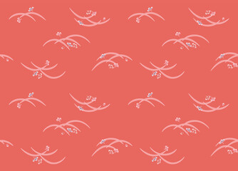 Obraz premium Japanese Flower Curl Grass Leaf Vector Seamless Pattern