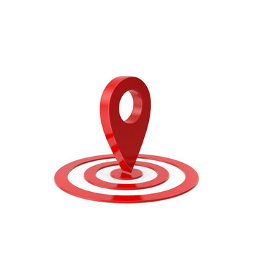 Map pointer pin isolated on white background