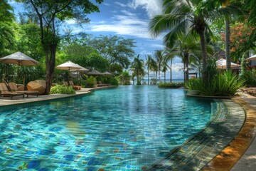 Tropical Pool Oasis: Relaxing Resort Pool with Stunning Phuket Views