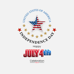 Holiday design, background with 3D texts, national flag colors for Fourth of July, American Independence day, Fourth of July , celebration; Vector illustration.