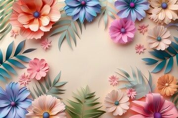 Paper flower arrangement with a yellow background