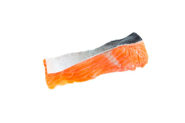 Fresh salmon fillet isolated on white background, Salmon fish sliced , Raw food