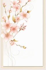 Elegant floral frame with soft pink cherry blossoms on a white background, perfect for invitations, cards, or seasonal designs.
