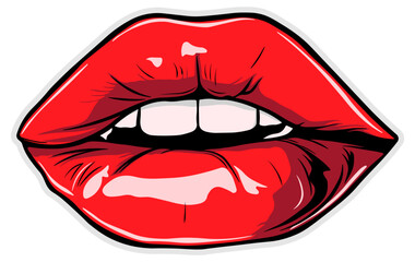 drawing of lips with red lipstick without background