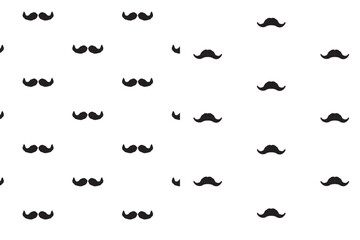 Mustache pattern set on white background, barber print vector graphics. Men's mustache packaging print. Vintage print