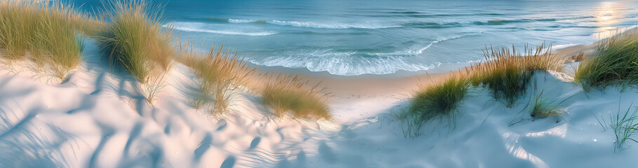 Dune beach on ocean and white sand