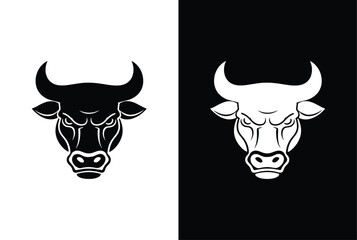 Silhouette Bull Head Icon Vector. Bull head icon isolated on white background.