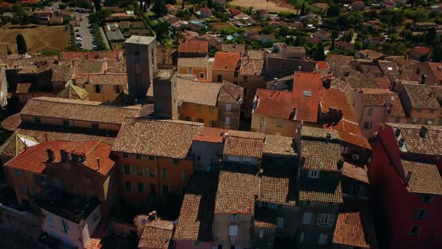 Popular tourist destination, South of France, above building rooftops