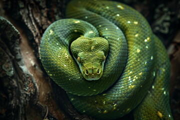 green python by close-up