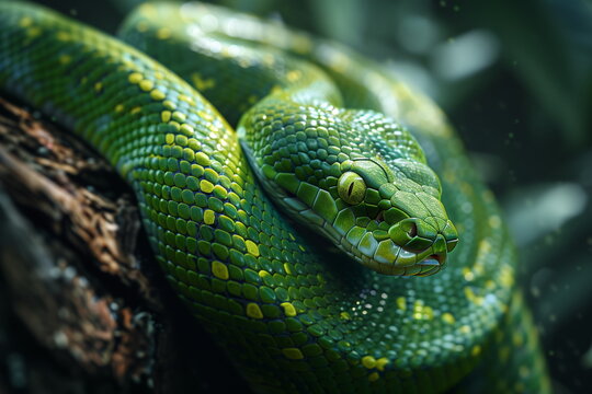green python by close-up