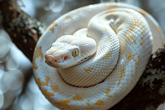 white python by close-up