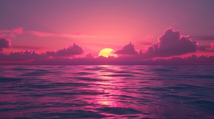 Fototapeta premium A sunset gradient from vibrant pink to a deep mauve, camera tracks slowly, capturing the romantic and peaceful shift of colors, perfect for an evening scene
