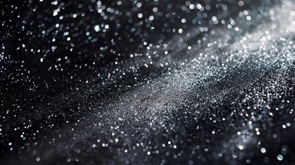 Obraz premium A cosmic gradient from dark space black to starry silver, camera orbits around capturing the shimmering transition reminiscent of a starlit night sky