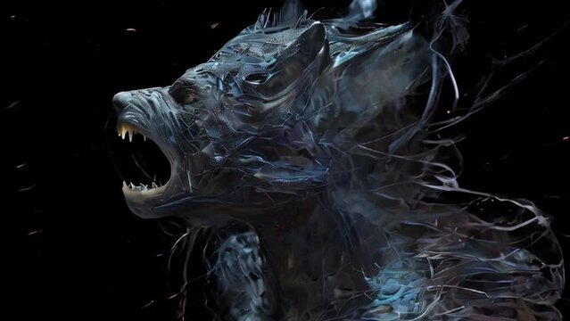 Werewolf Transformation Isolated on a Black Background