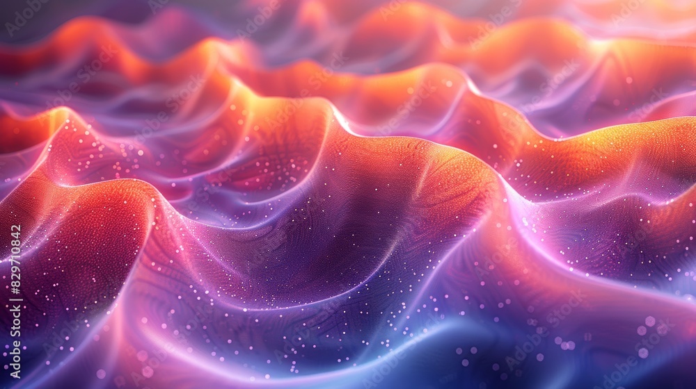 Poster this is a digitally generated image featuring vibrant wavy particles that simulate a fluid-like moti