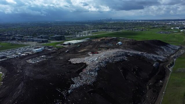 Aerial View of ECCO Recycling Dumpyard with Calgary DT in Background