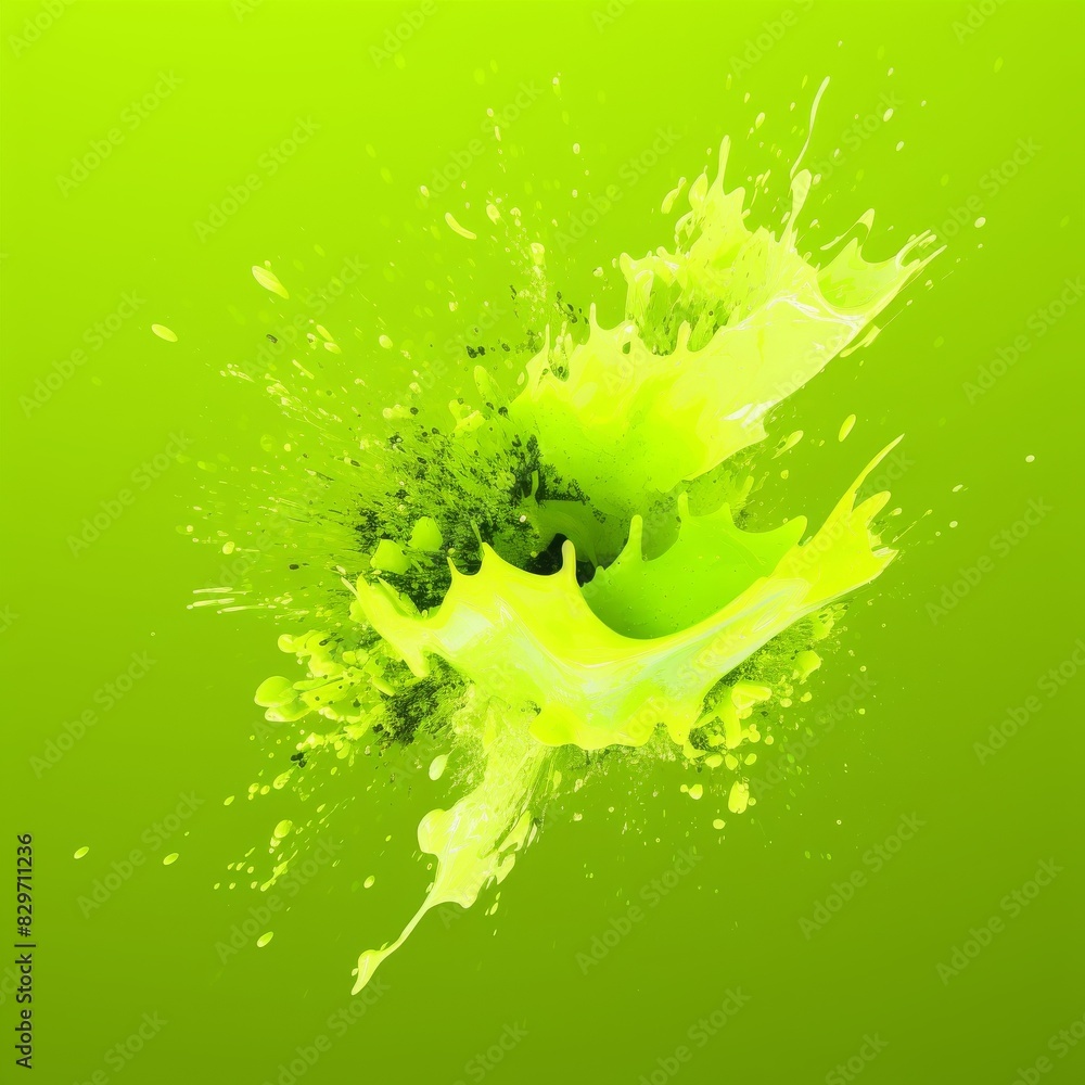 Poster vibrant green paint splash against matching background, creating lively dynamic visual effect, perfe